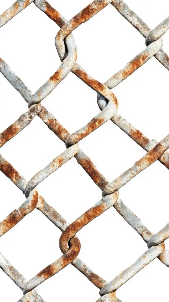 Rusty chainlink fence texture white background industrial security concepts generative ai